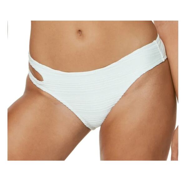 Jessica Simpson Solid White Textured Spring Bikini Swimsuit Bottom Small NWT - Picture 1 of 4